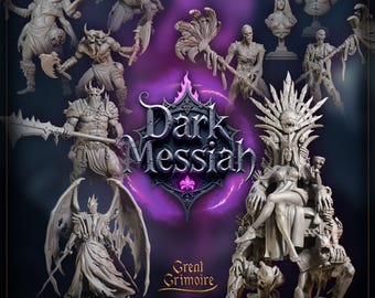 Miniaturas Apocalípticas: Conjunto Dark Messiah da Great Grimoire (8 miniaturas) Disponível individualmente ou em conjunto.
