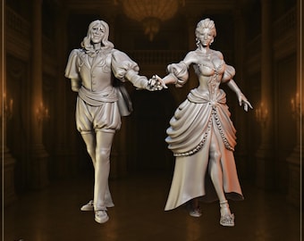 Miniaturas Mystic Masquerade: escala de 32 mm, sem pintura