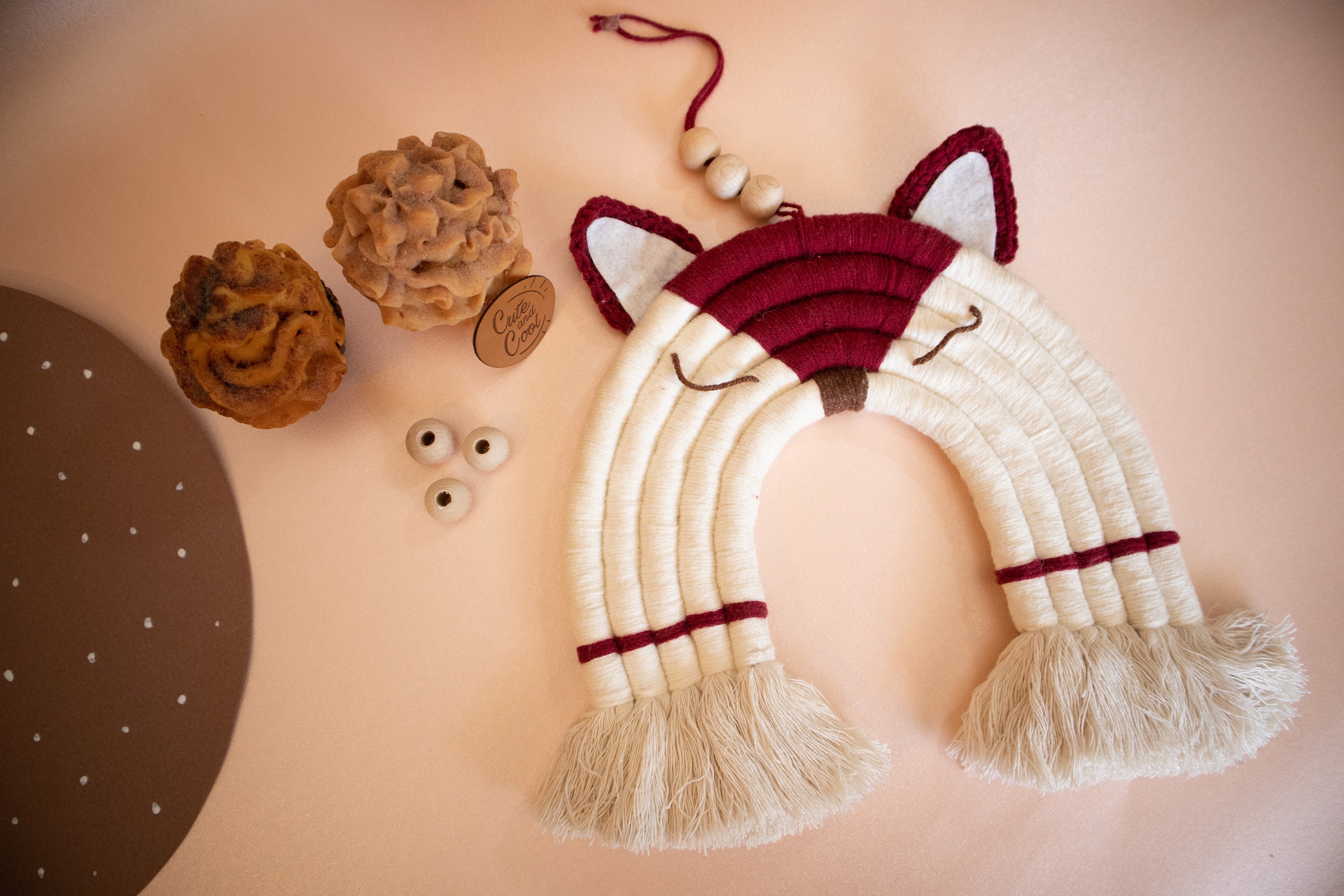 Fox Macrame Rainbow Wall Hanging Nursery Decor, Woodland New Born, Gift For Baby & Kids, Fête Des Mè