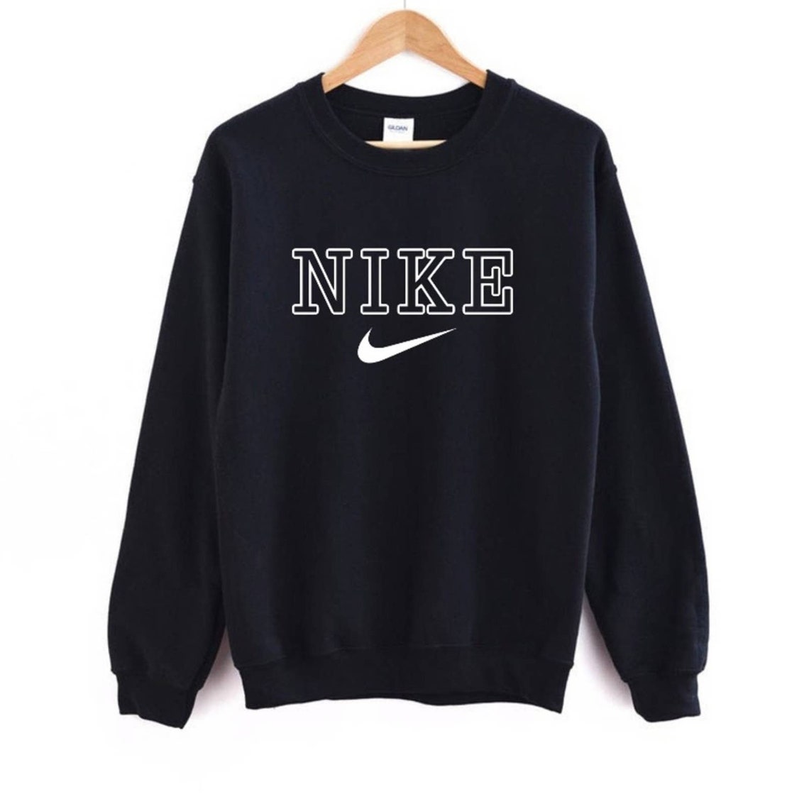 Nike Swoosh Crew Scoop Neck Long Sleeve Sweatshirt Pullover | Etsy