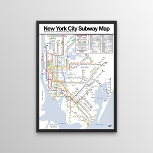 1967-1971 NYC Metro Kaart met de diensten van vandaag & Kleuren!