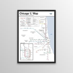 Mapa 'L' de Chicago baseado no design do mapa do metrô de Nova York de 1967-1971