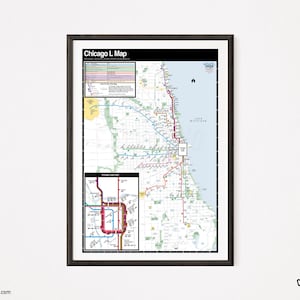 Mapa em 'L' de Chicago no estilo do design do mapa do metrô de Nova York de 1979