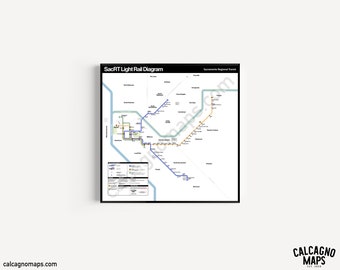 Sacramento Light Rail Map recreated in the Style of the Modern Vignelli NYC Subway Map