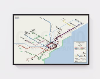 Chicago ‘L’ — Isometric Transit Map Print (30”x20”)