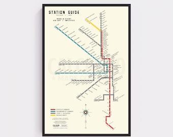 Chicago 'L' Map Print – 1930s-Inspired Rapid Transit Style with Modern Service Patterns – Retro Rail Poster (20”×30”)