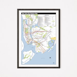 2024 New York City Subway Map im Stil einer Mischung aus der alten Hagstrom und der 1979-Mitte-1990er MTA-Karte. Inklusive Staten Island Eisenbahn!