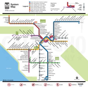 Mapa del metro de Los Ángeles al estilo del Metrorail de Washington, D.C.: impresión artística moderna, un regalo único para los habitantes de Los Ángeles o D.C.