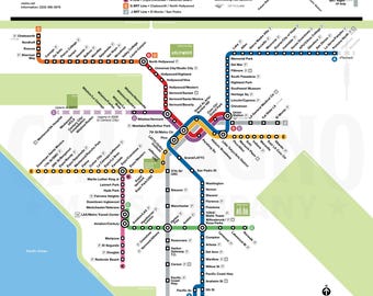 Los Angeles Metro Map in the style of the Washington, DC Metrorail – Modern, Map Art Print, Unique Gift for LA or DC Locals