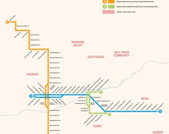 Phoenix Valley Metro in the style of 1967 Chrystie Street Connection Map