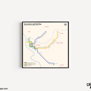 Sacramento Light Rail Map im Stil der Chrystie Street Map von 1967