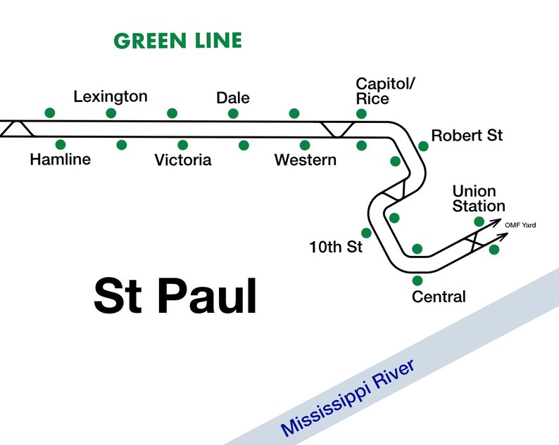 Minneapolis St Paul Light Rail Track Map vignelliinspired Etsy