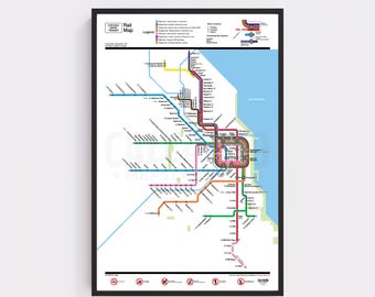 Chicago ‘L’ Map in Washington DC Metro Style – Transit Poster
