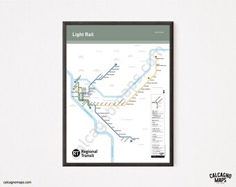 Sacramento Light Rail Map in the Style of Los Angeles Metro Map!