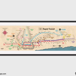Chicago 'L' Map "Car Card" recreation from late 1980s poster with current L service
