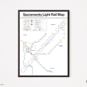 Sacramento Light Rail Map im Stil der NYC Subway Map von 1967-1971