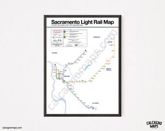 Sacramento Light Rail Map in the Style of the 1967-1971 NYC Subway Map