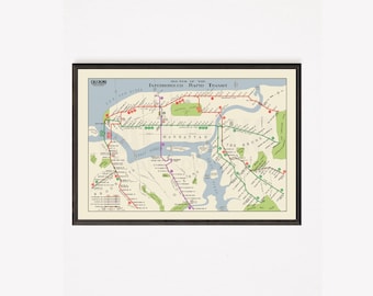 1924 Interborough Rapid Transit (IRT) Subway Map Reimagined with Today's Service - Two Versions to choose from