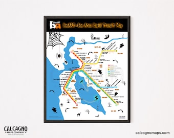Spooky BART Map Poster - Halloween Bay Area Transit Wall Art