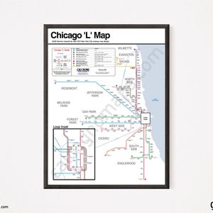 Mapa de la "L" de Chicago basado en el diseño del mapa del metro de Nueva York de 1967-1971