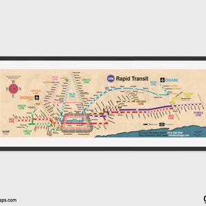 Recriação do "Cartão de Carro" do mapa 'L' de Chicago do pôster do final dos anos 1980 com o serviço CTA atual