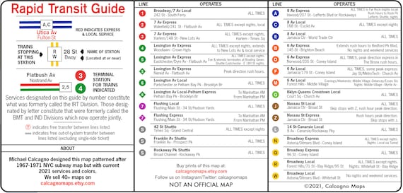  New York City Subway Route Map by Michael Calcagno