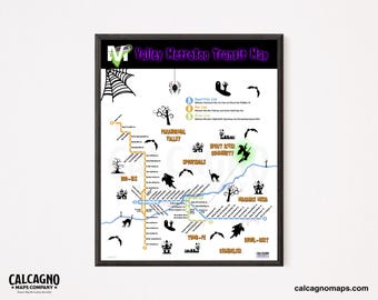 Spooky Valley Metro Map Poster - Halloween Phoenix Transit Wall Art