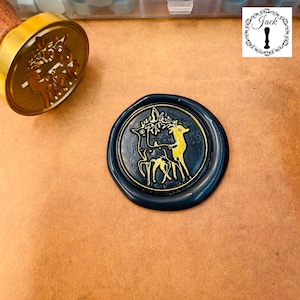 Timbro sigillo di ceralacca Double Deer, testa di timbro di ceralacca sostituibile con manico in legno, decorazione per biglietti d'invito, sigillo di ceralacca, timbro sigillo, francobolli postali