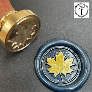 Ahornblatt Wachs Siegel Stempel, austauschbarer runder Ahornblatt Siegellack Stempel Kopf mit Holzgriff, Einladungskarte Dekor