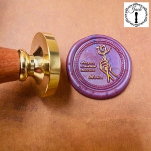 Jack Wax Seal Stamp Copper Head, Replaceable Round Rose for You Sealing Wax Stamp Head With Wooden Handle, Invitation Card Decor