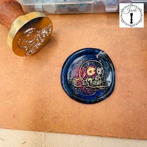 Wax Seal Stamp Skull Head, Replaceable Round Sealing Wax Stamp Head With Wooden Handle, Invitation Card Decor, Wax seal
