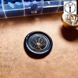 Magnolia Wax Seal Stamp, Flower Wax Seal Stamp, Wax Stamp Head With Wooden Handle, Magnolia Wax Stamp
