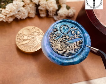 Wachs Siegel Stempel Meer Sonnenaufgang, Wachs Siegel Stempel, Retro Siegel Wachs Stempel, Einladungskarte Dekor, Wachs Siegel Kit, Siegelstempel