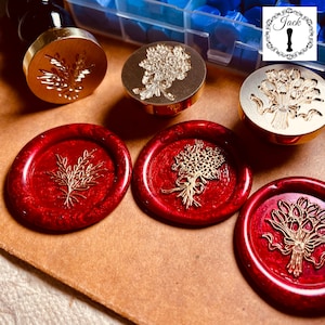 Bouquet Wax Seal Stamp, Replaceable Round Sealing Wax Stamp,Stamp Head With Wooden Handle, Invitation Card Decor