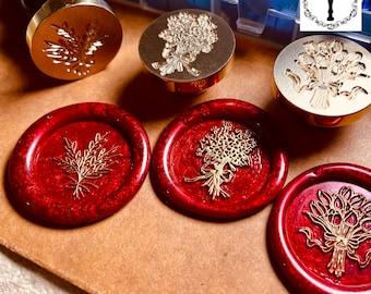 Bouquet Wax Seal Stamp, Replaceable Round Sealing Wax Stamp,Stamp Head With Wooden Handle, Invitation Card Decor
