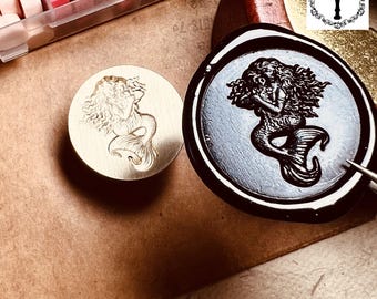 Wax Seal Stamp Mermaid, 3D Embossed Mermaid Wax Seal Stamp, Retro Sealing Wax Stamp, Invitation Card Decor, Wax Seal Kit, Sealing Stamps