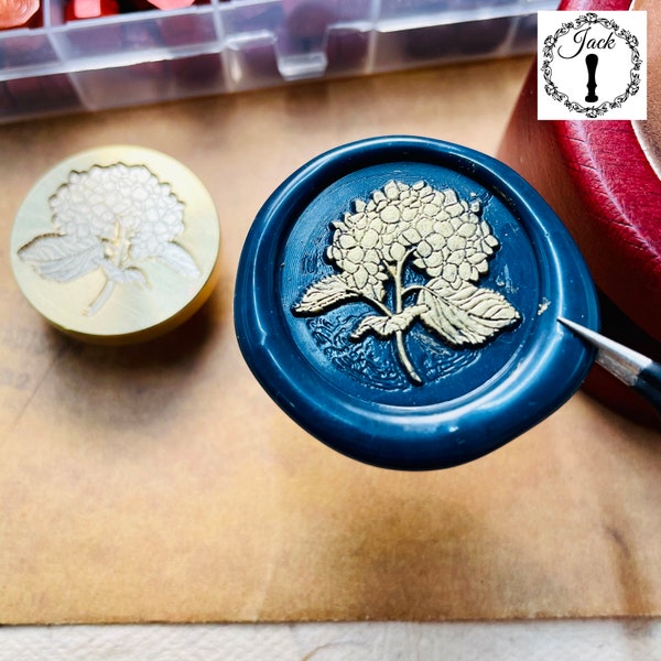 Hydrangea Wax Seal Stamp, Replaceable Round Sealing Wax Stamp Head With Wooden Handle,Flower Wax Seal Stamp, Wax Seals, Wax Sealing