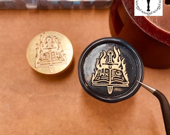 Wax Seal Stamp Magic Sword in Book, Replaceable Round Sealing Wax Stamp Head With Wooden Handle, Invitation Card Decor, Wax seal