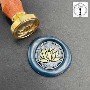 Timbro sigillo di ceralacca Lotus, timbro di ceralacca Lotus rotondo sostituibile con manico in legno, decorazione per biglietti d'invito