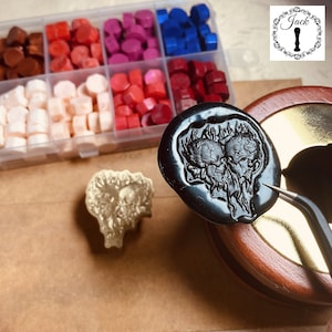Tampon de cire 3D en relief Skeleton Love, Tampon de cire 3D en relief, Tampon de cire Têtes de mort, Tampon à cacheter, Kit de tampons de cire, Sceaux de cire