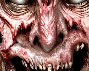 Monster 06: Gnijące ciało z mnóstwem szczegółów, kłami i bliznami po bitwach, sztuczna inteligencja, generowana komputerowo, nadająca się do oprawienia