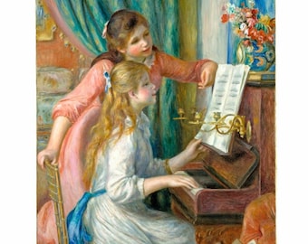 Renoir 1892 - 2 młode dziewczęta przy fortepianie - Gotowy do wydruku plik cyfrowy, odpowiedni do oprawienia w rozmiarze 24x36