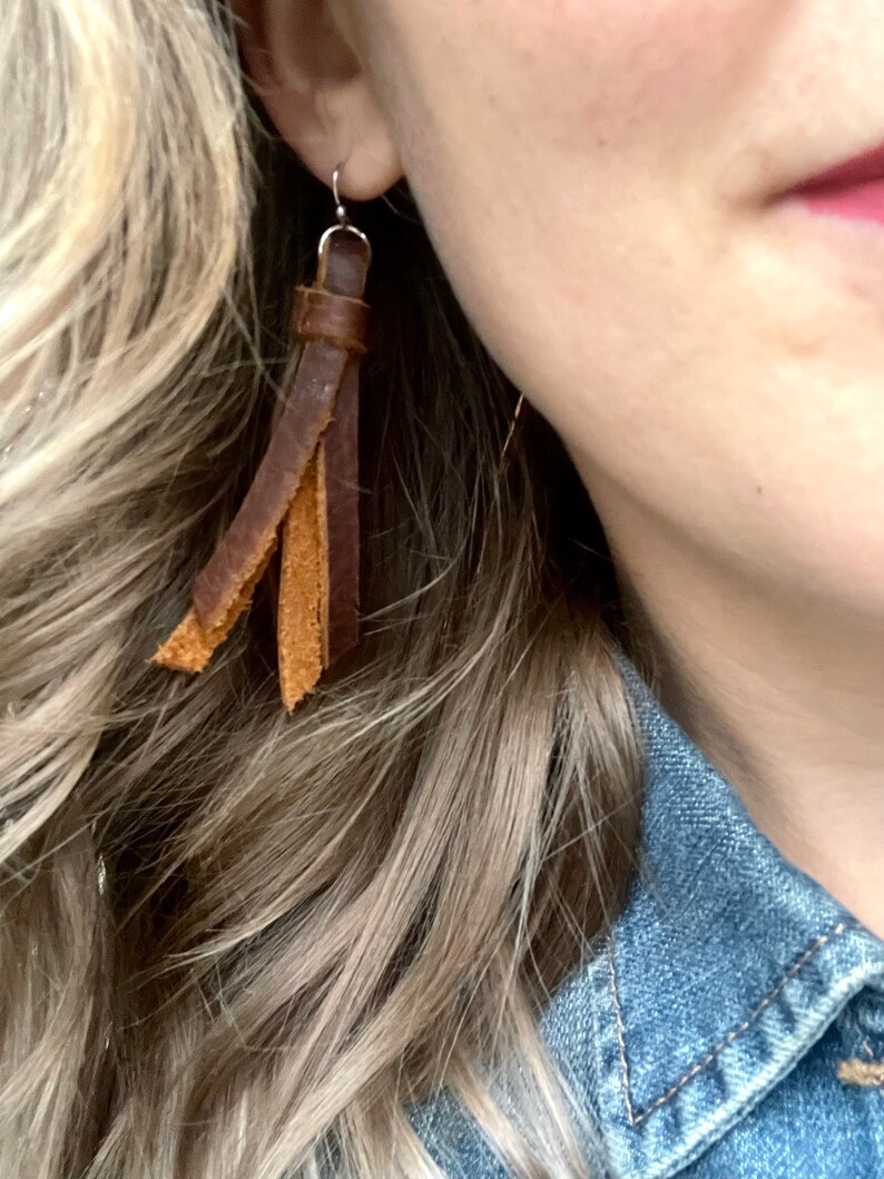 Genuine Leather Earrings Etsy