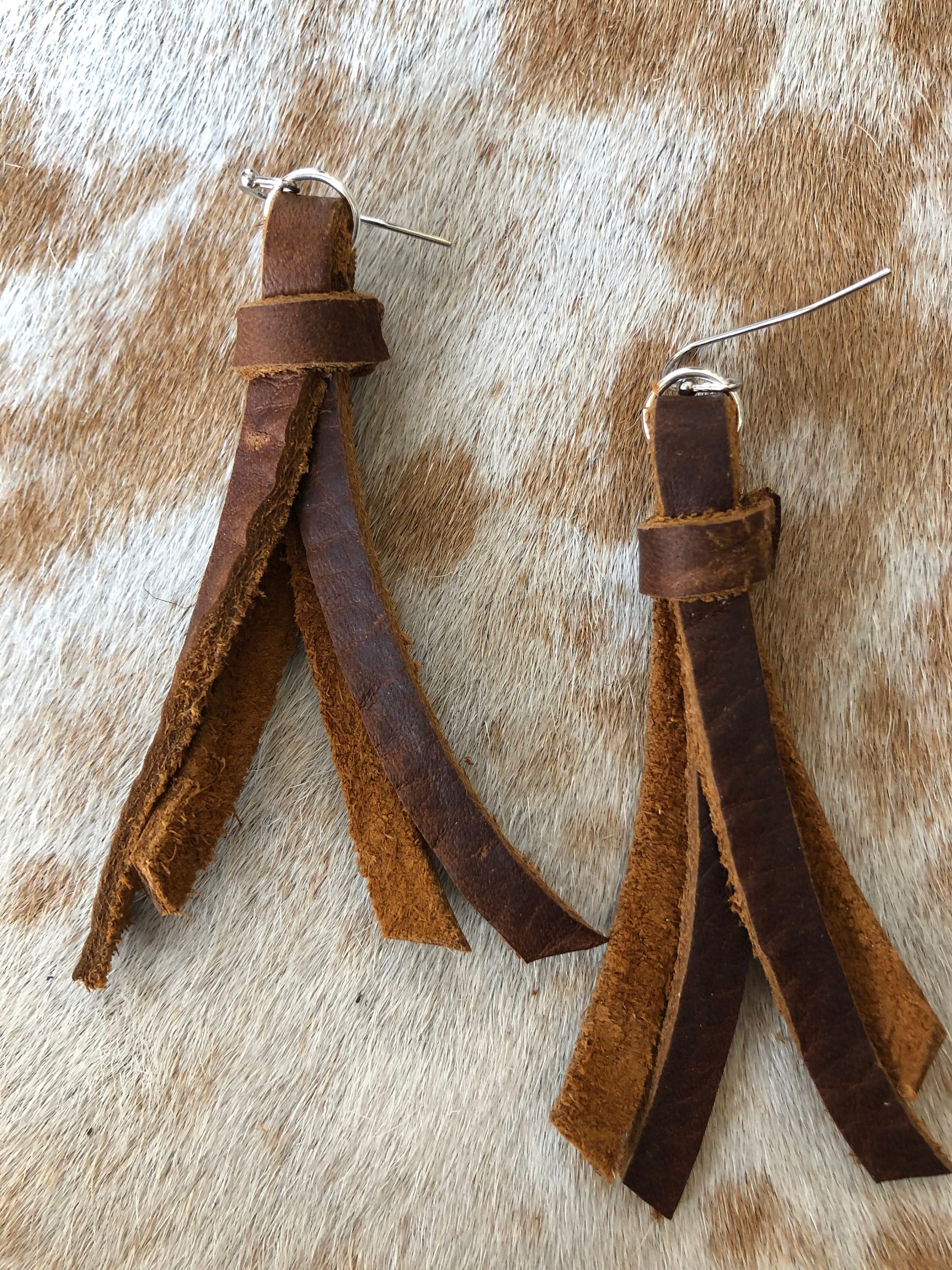 Genuine Leather Earrings Etsy