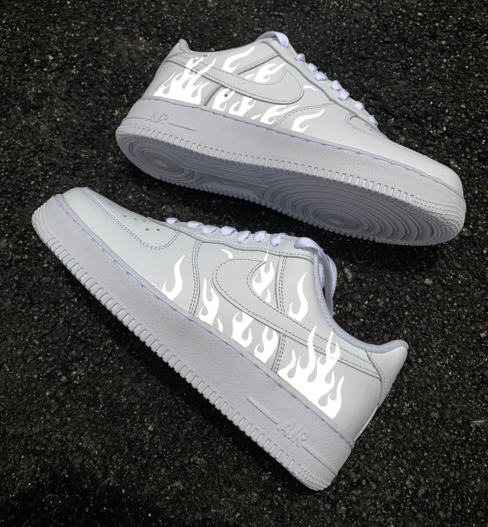 Reflective Flames White Nike Air Force 1 / Custom Air Force 1s | Etsy