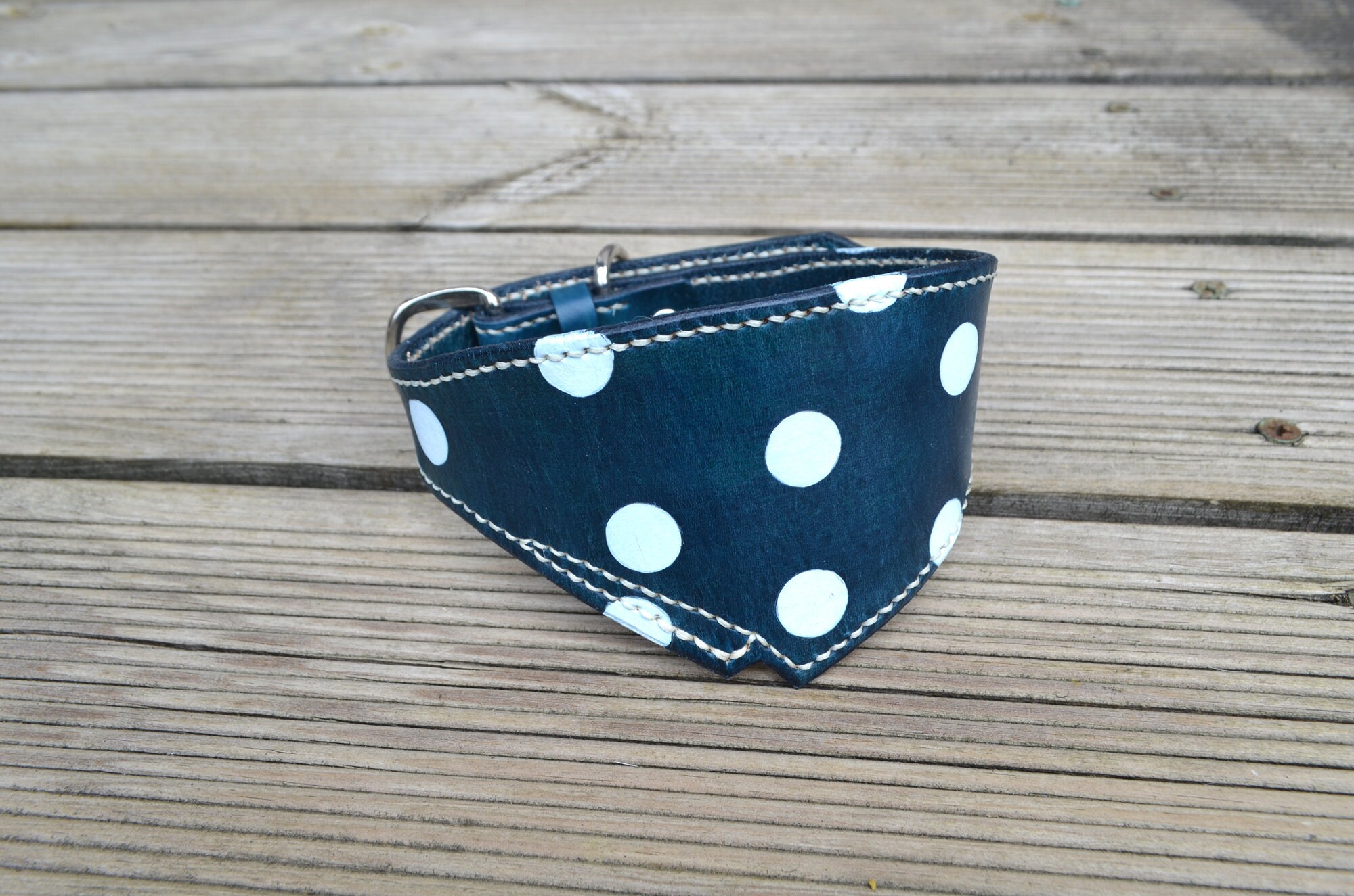 Blue Bandana Leather Dog Collar Etsy