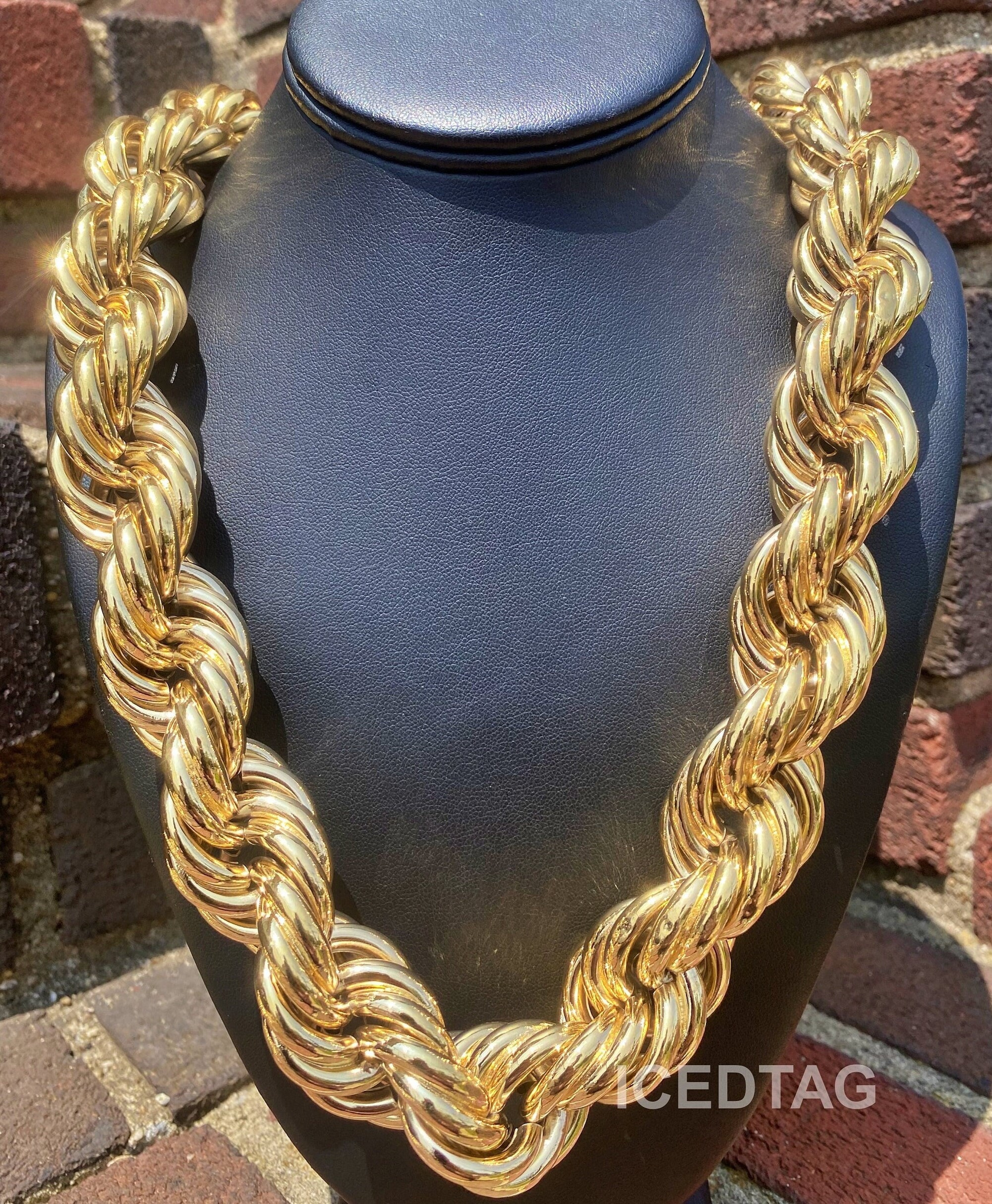 Dog Collar Gold Rope Chain Large Big Huge Dookie Necklace Pug