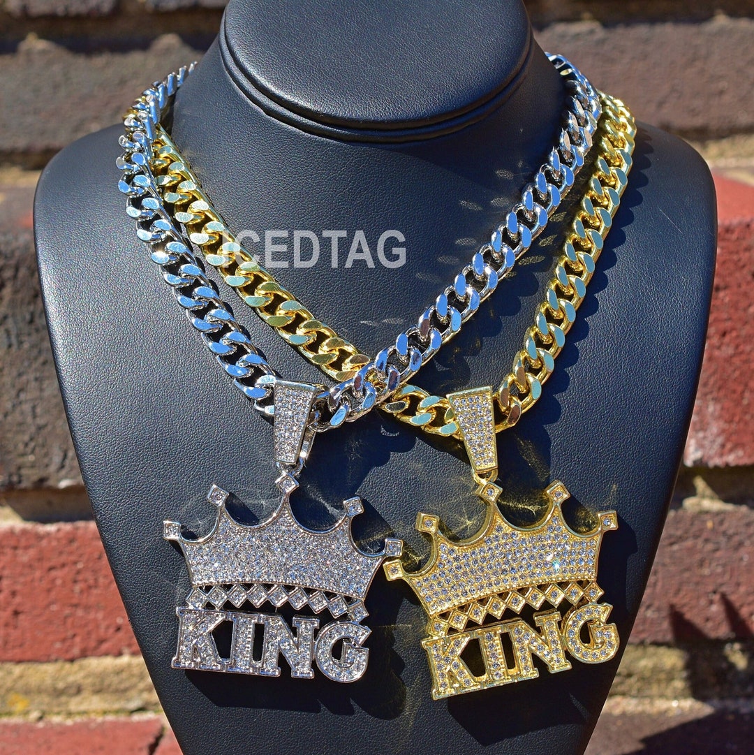 Iced Bling Out Hip Hop Jumbo Large XL Gold/ White Gold Plated Crowned ...