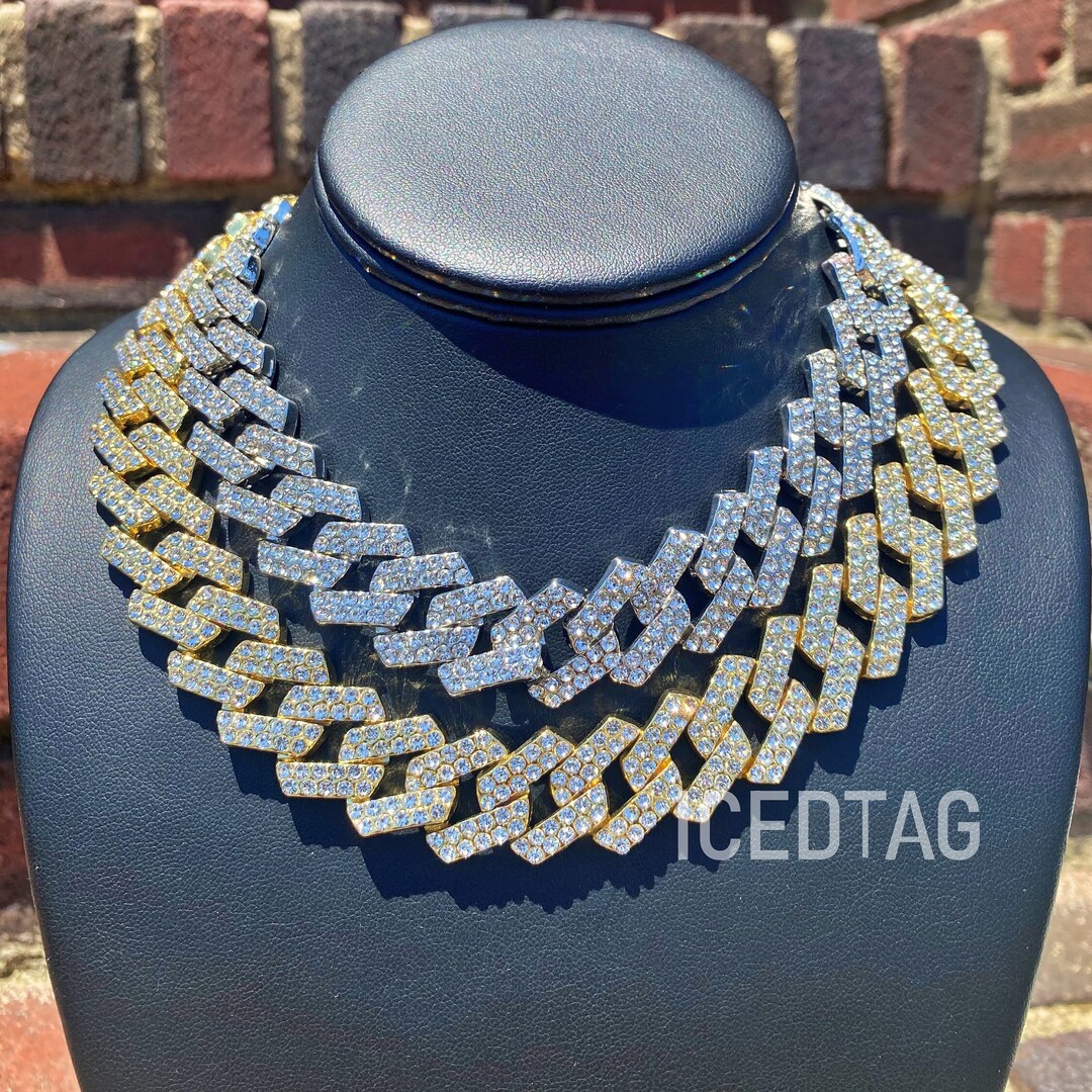 Full Iced Ice Bling Out 18K Gold Plated Lab Diamond Miami Cuban Heavy