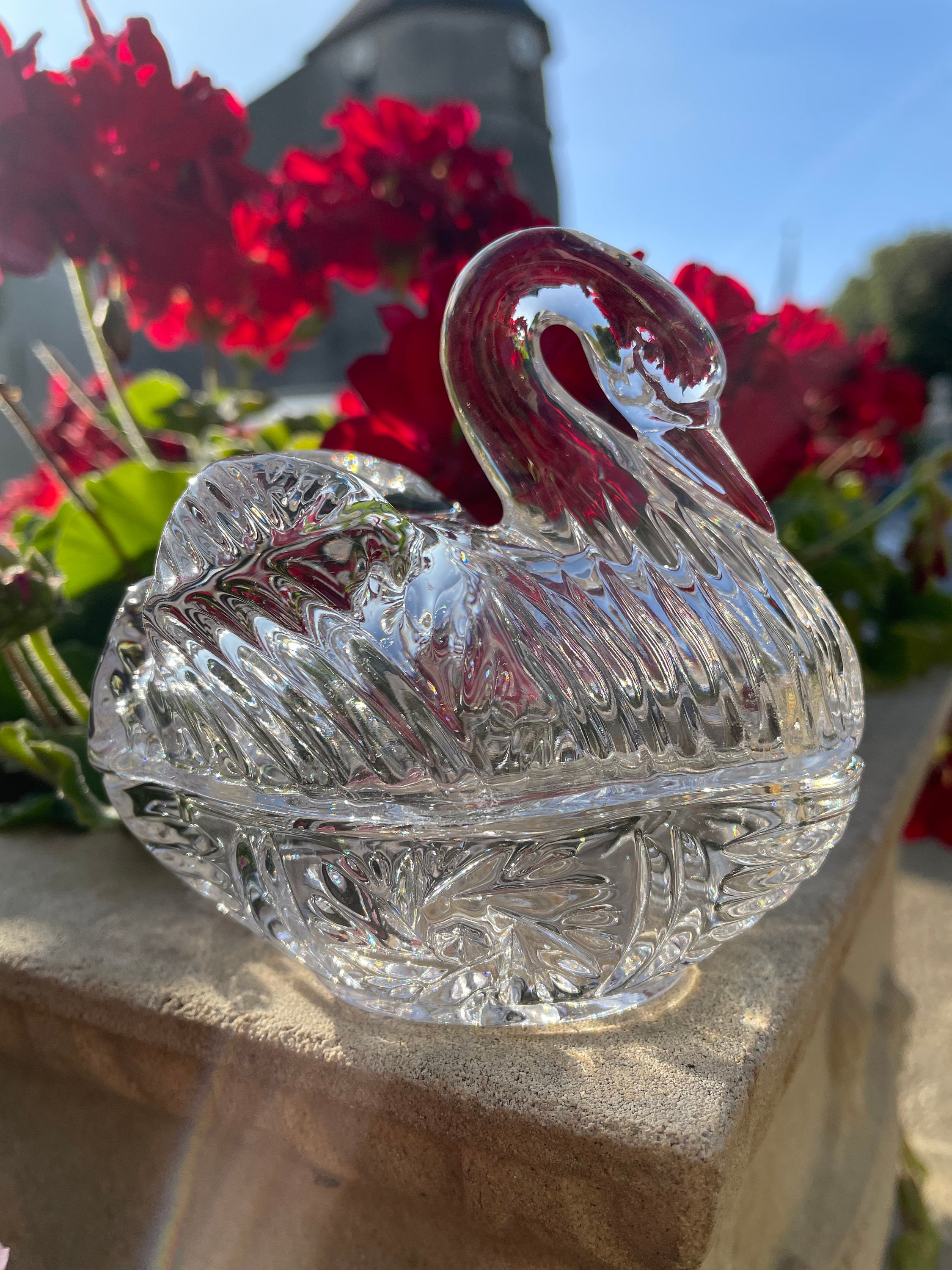 ヴィンテージスワン小物入れ ヴィンテージ ガラス スワン 小物入れ